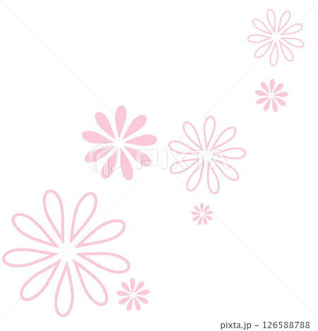 薄いピンクのシンプルな二種類の花のイラスト 126588788