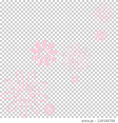 薄いピンクのシンプルな二種類の花のイラスト 126588788