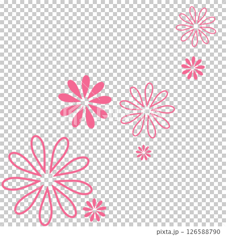 A simple illustration of two bright pink flowers 126588790