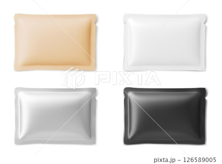 Set of blank foil bag packaging mockups 126589005