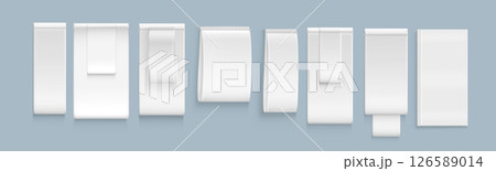 Set of blank beige clothing labels and tags mockup 126589014