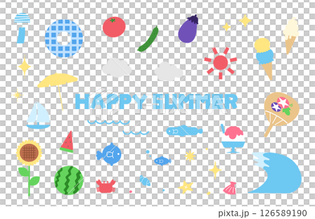 夏季插畫素材集 夏季插畫素材集 126589190