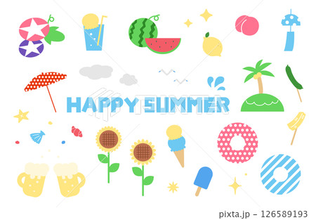 夏のイラスト素材セット 126589193