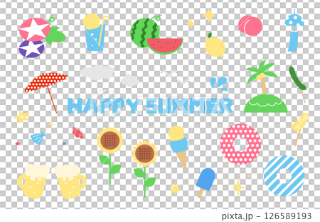 夏のイラスト素材セット 126589193