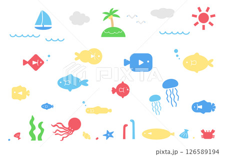 夏のイラストセット 夏のイラストセット 126589194