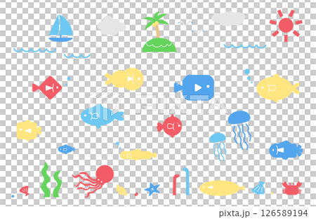 夏のイラストセット 夏のイラストセット 126589194