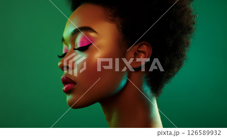 Vibrant Fashion Portraits with Bold Colors and Lighting 126589932
