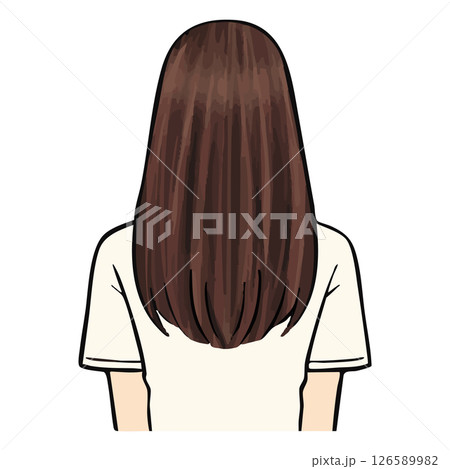 手書き_長髪の後ろ姿_ベクター素材_01 手書き_長髪の後ろ姿_ベクター素材_01 126589982