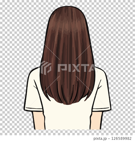 手書き_長髪の後ろ姿_ベクター素材_01 手書き_長髪の後ろ姿_ベクター素材_01 126589982
