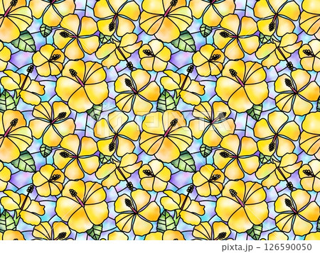 ハイビスカスのステンドグラス　B-7' 126590050