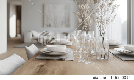Elegant Dining Table Set for a Stylish Gathering 126590095