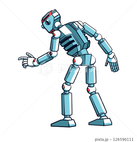 Robot shown from the back, pressing something with its finger. Robot shown from the back, pressing something with its finger. 126590111