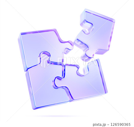 3d glass holographic puzzle pieces render icon. Jigsaw toy elements for connection, logical thinking, creative solutions. Crystal gradient game parts for teamwork and collaboration. 3D illustration 3d glass holographic puzzle pieces render icon. Jigsaw toy elements for connection, logical thinking, creative solutions. Crystal gradient game parts for teamwork and collaboration. 3D illustration 126590365