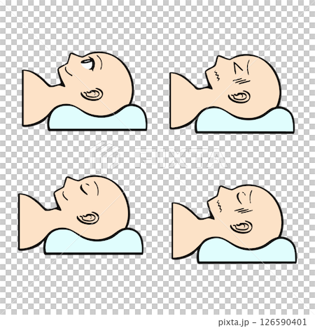手書き_仰向け_人物_ベクター素材_セット_01 126590401