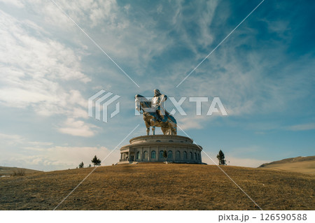 Ulaanbaatar, Mongolia - 5 may 2025 Equestrian statue of Genghis Khan in Mongolia Ulaanbaatar, Mongolia - 5 may 2025 Equestrian statue of Genghis Khan in Mongolia 126590588