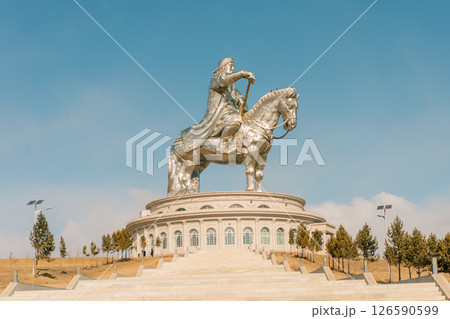 Ulaanbaatar, Mongolia - 5 may 2025 Equestrian statue of Genghis Khan in Mongolia 126590599
