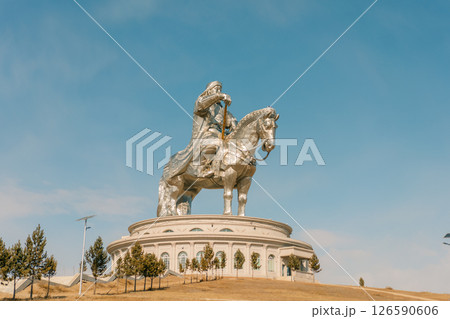 Ulaanbaatar, Mongolia - 5 may 2025 Equestrian statue of Genghis Khan in Mongolia Ulaanbaatar, Mongolia - 5 may 2025 Equestrian statue of Genghis Khan in Mongolia 126590606