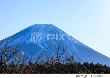 晴天の早朝に清々しい雄大な富士山 晴天の早朝に清々しい雄大な富士山 126590607