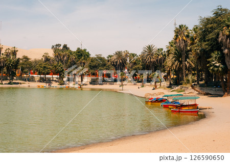 Ica Region, Peru - dec 2, 2024 Oasis- Huacachina, a village in southwestern Peru.  126590650