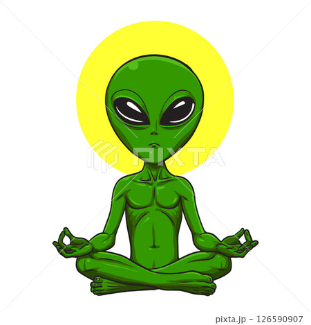 Alien meditate yoga drawing Alien meditate yoga drawing 126590907