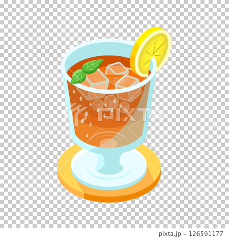 Ice lemon tea_isometric illustration 126591177