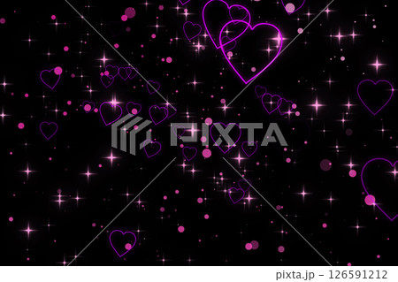 ハート形模様とキラキラ光るパーティクルのCG画像 126591212
