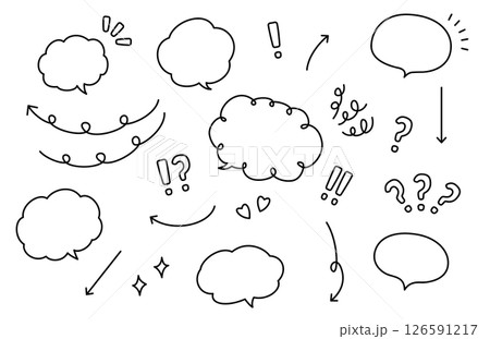 手書き風のかわいい吹き出しと矢印のセット 手書き風のかわいい吹き出しと矢印のセット 126591217