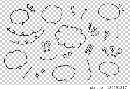 手書き風のかわいい吹き出しと矢印のセット 手書き風のかわいい吹き出しと矢印のセット 126591217