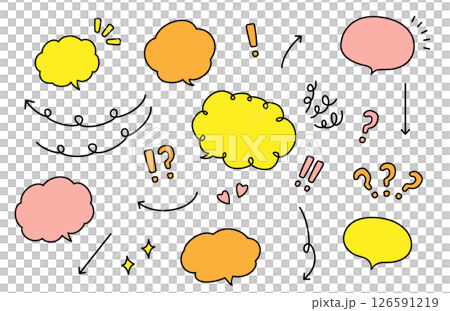 手書き風のかわいい吹き出しと矢印のセット 126591219