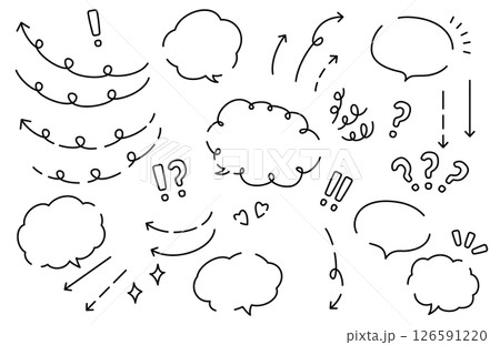 手書き風のかわいい吹き出しと矢印のセット 126591220