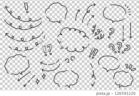 手書き風のかわいい吹き出しと矢印のセット 126591220