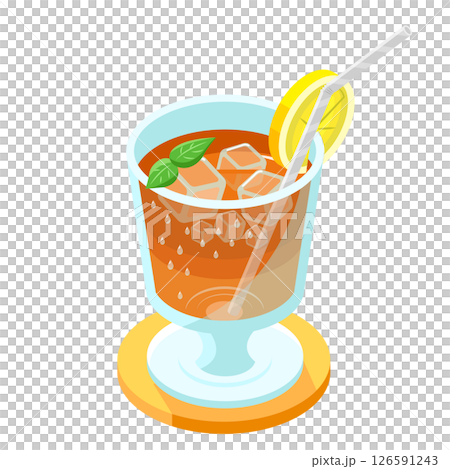Ice lemon tea_isometric illustration Ice lemon tea_isometric illustration 126591243