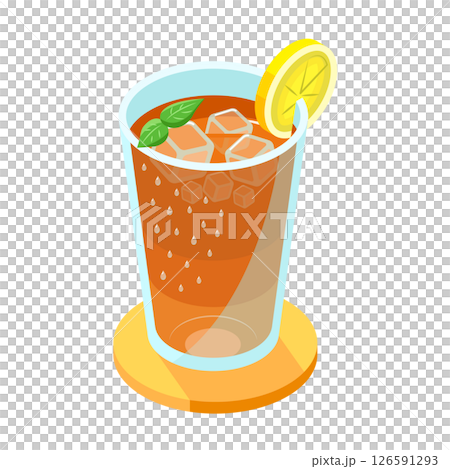 Ice lemon tea_isometric illustration 126591293