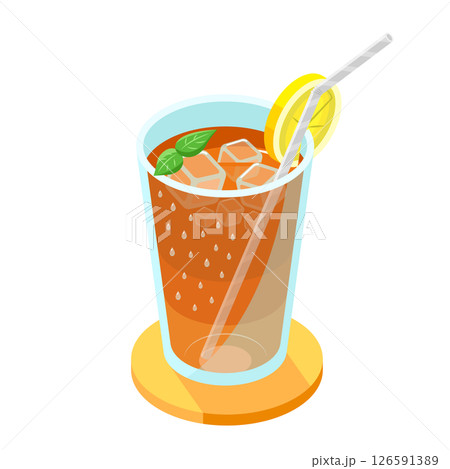 アイスレモンティー_アイソメトリックのイラスト アイスレモンティー_アイソメトリックのイラスト 126591389