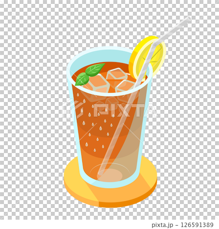 アイスレモンティー_アイソメトリックのイラスト アイスレモンティー_アイソメトリックのイラスト 126591389