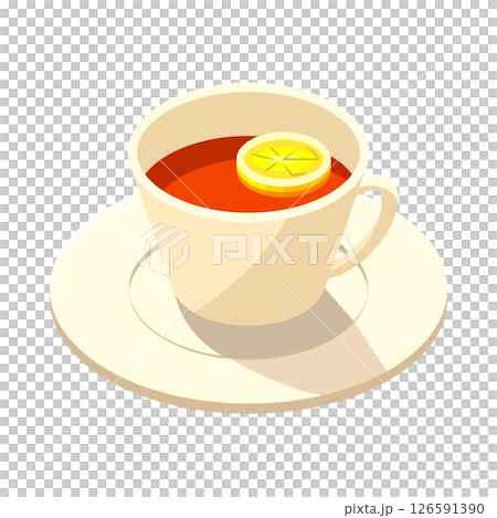 ホットレモンティー_アイソメトリックのイラスト 126591390