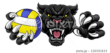 Black Panther Leopard Jaguar Cat Volleyball Mascot 126591633