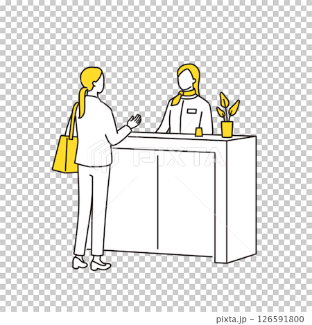 接待處一名女工作人員正在引導一名女顧客 126591800