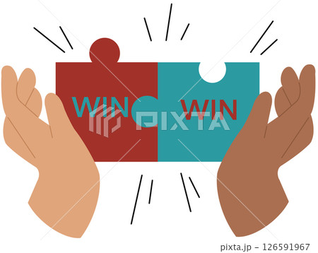 Conflict management. Character with conflict resolution skill. Person resolve a confrontation, find a win-win situation. Negotiation and mediation skill. Flat vector illustration Conflict management. Character with conflict resolution skill. Person resolve a confrontation, find a win-win situation. Negotiation and mediation skill. Flat vector illustration 126591967