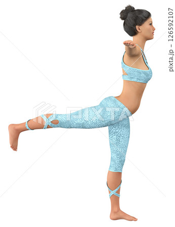 3D Yoga girl in workout tight suit 126592107