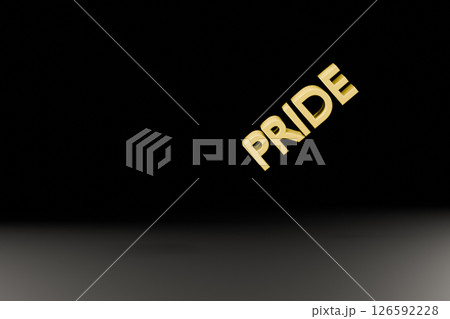 黒背景に浮かぶ金色のPRIDEの文字 黒背景に浮かぶ金色のPRIDEの文字 126592228