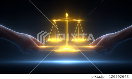 Futuristic Justice Scales and Power Balance Concept Futuristic Justice Scales and Power Balance Concept 126592648