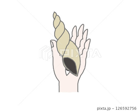 法螺貝と手のイラスト 126592756
