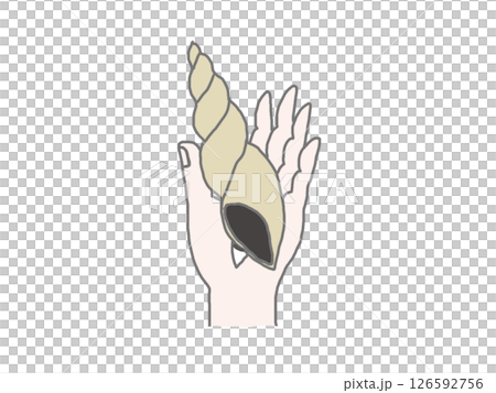 法螺貝と手のイラスト 126592756