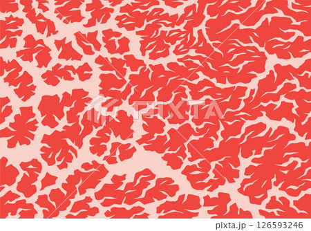 Meat marbled texture. Raw red fresh meat slice for cooking, aged steak pattern. Macro of premium cow meat background with structure and streaks. Flat cartoon vector illustration 126593246