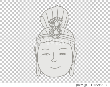 Illustration of only the face of Kannon 126593305