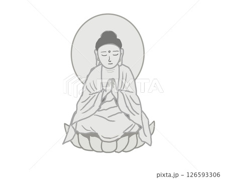 瞑想する釈迦如来の仏像のイラスト 126593306