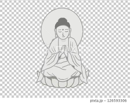 Illustration of a meditating Buddha statue 126593306