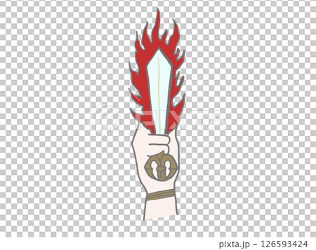 手に持たれた炎の剣のイラスト 126593424