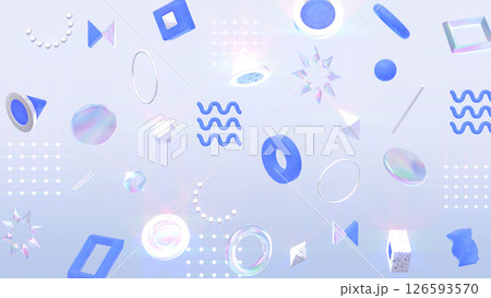 様々な質感の幾何学模様が整列しているオシャレな3DCG - ニューモーフィズムカラー 様々な質感の幾何学模様が整列しているオシャレな3DCG - ニューモーフィズムカラー 126593570